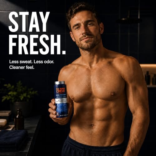 Men's Body Powder for Chafing & Odor Control - No Hair Crew, 3.5 oz
