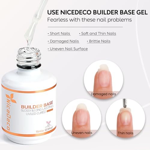 Nicedeco HEMA-Free Clear Builder Nail Gel 15ML 7-in-1 Nail Extension & Strengthener