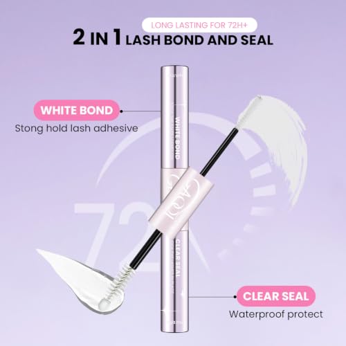 GAQQI 2-in-1 Bond and Seal Clear Lash Glue - 10ml, Waterproof & Latex-Free