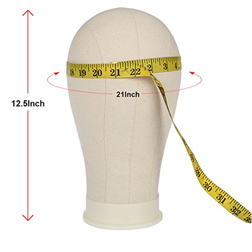 Leeven 21-Inch Canvas Wig Head Mannequin with Stand and Styling Kit