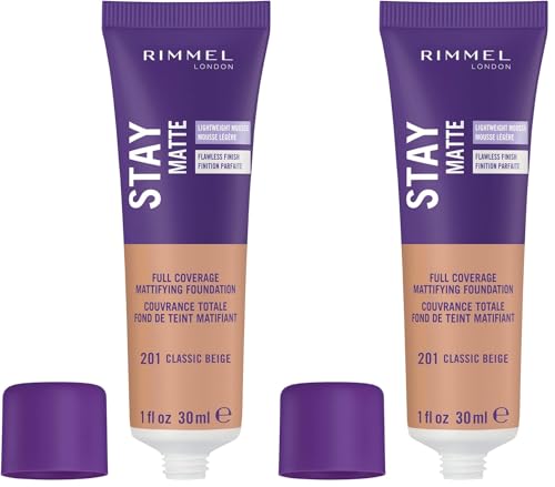 Rimmel Stay Matte Liquid Mousse Foundation - 201 Classic Beige, Oil-Free