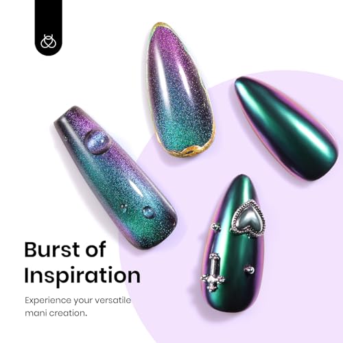 Beetles Blue Cat Eye Holo Nail Powder Set with UV Gel Top Coat