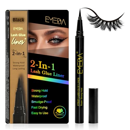 EMEDA 2-in-1 Black Eyelash Glue Pen & Eyeliner - Waterproof, 48H Wear