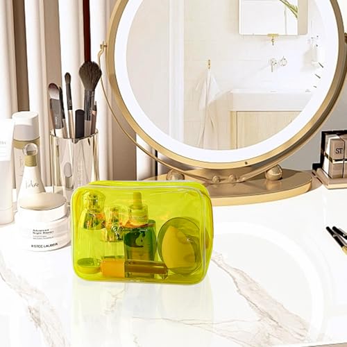 TotePrint 5-Piece Clear Makeup Bag Set with Zipper, Waterproof Travel Pouches in Pink/Yellow/Green/Purple/Orange