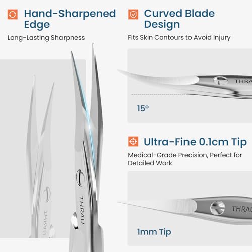 THRAU Right-Handed Surgical-Grade Stainless Steel Cuticle Scissors
