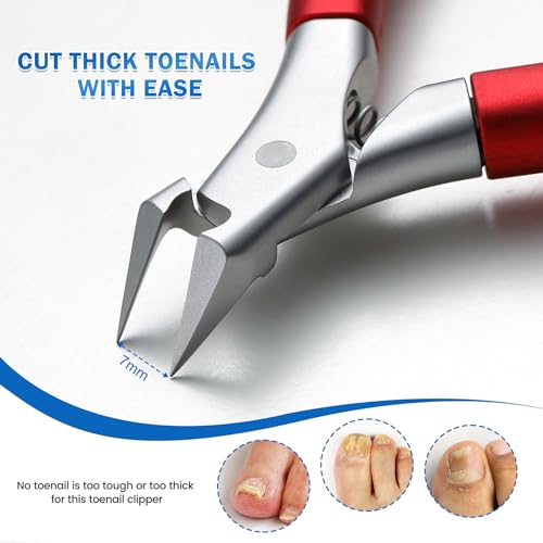 BEZOX Small Red Straight Blade Toenail Clippers for Thick Nails - Precise Trim