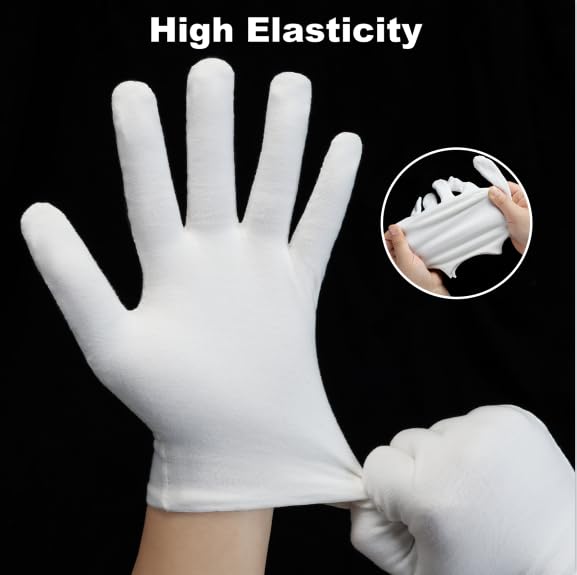 Htaexpu 3 Pairs White Cotton Gloves for Dry Hands Overnight Moisturizing Spa Treatment