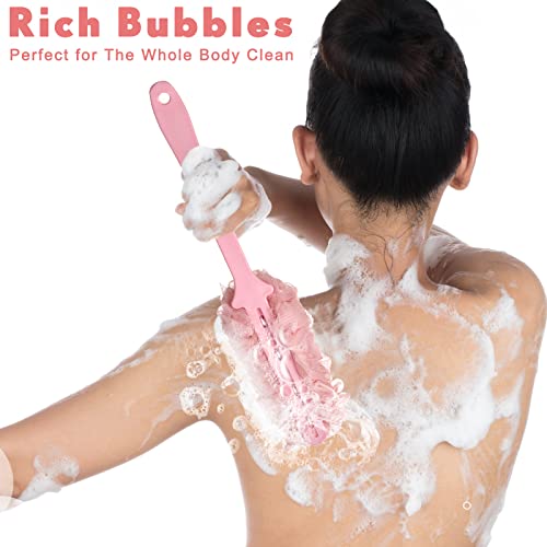 Mimorou 6-Pack Long Handle Loofah Back Scrubbers for Shower, Soft Exfoliating Body Brushes