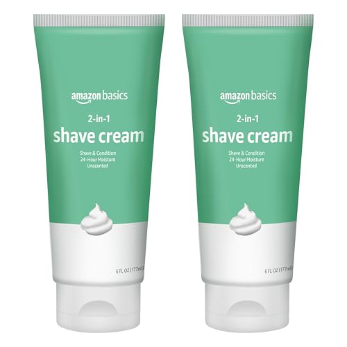 Amazon Basics 2-In-1 Moisturizing Shave Cream for Sensitive Skin, 2 Pack