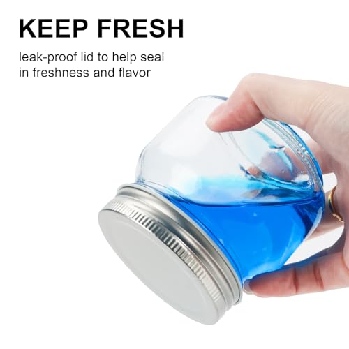 HOXHA 8oz Clear Glass Mason Jars with Lids - 6 Pack for Food Storage