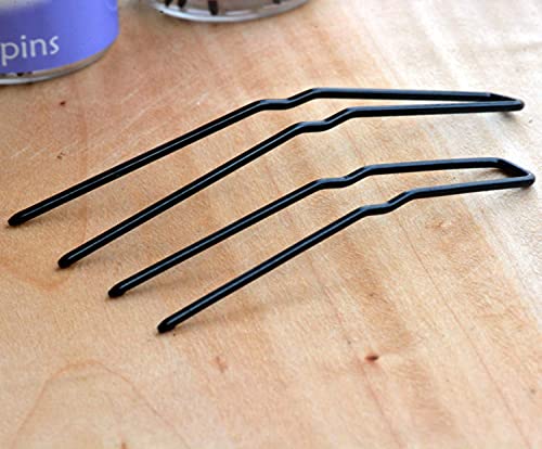 ROCST 3-Inch U-Shaped Hair Pins for Ballet Buns, Black - 12 Pack