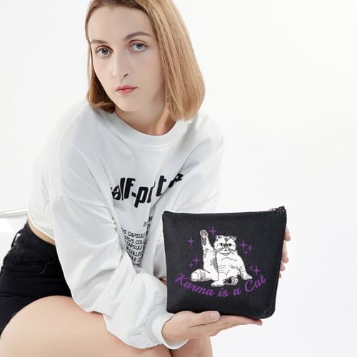Karma Cat-BK Makeup Bag for Cat Lover Gift - Album Inspired Cosmetic Pouch