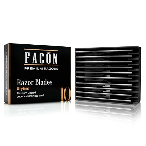 Facón Professional Hair Razor Blades - 10 Count Premium Stainless Steel