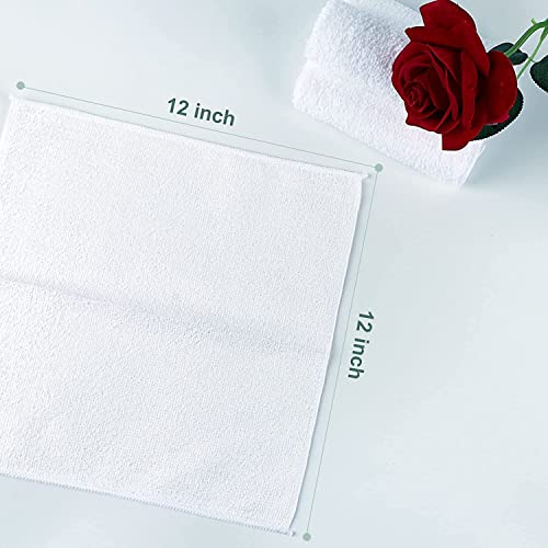 Orighty Microfiber Washcloths - 50 Pack, 12x12 Inch White Towels