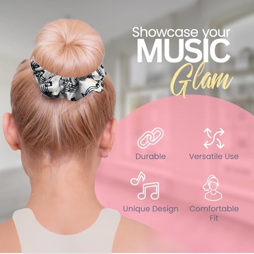 Sportybella Music Note Velvet Scrunchie - Gift for Music Lovers, Treble Clef Hair Tie