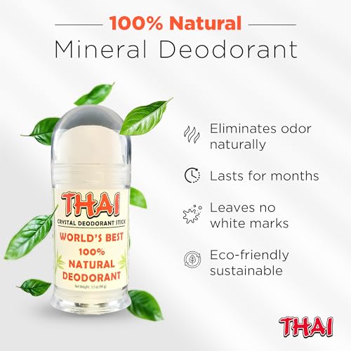 Thai Crystal Deodorant Stick - Unscented, Aluminum-Free, Hypoallergenic