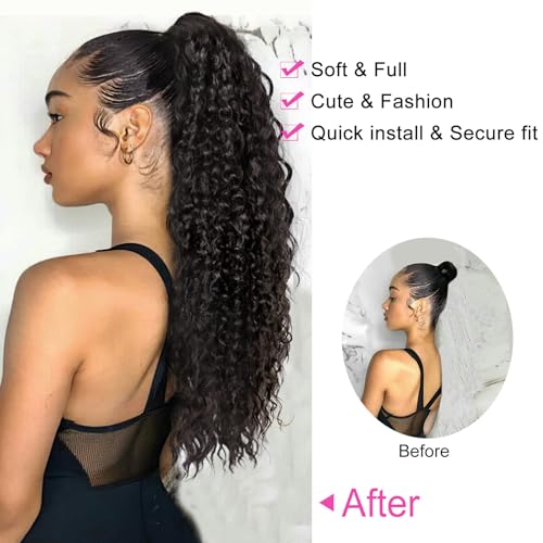 QGZ 26 Inch Reddish Brown Curly Ponytail Extension for Black Women