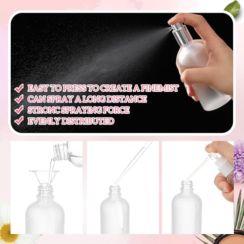 10 Pack Frosted Glass Spray Bottles 3.4oz with Silver Lids for Perfume & Oils