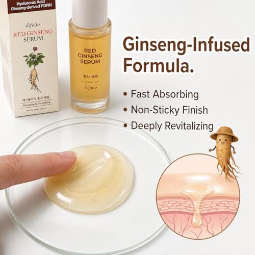 Esfolio Red Ginseng Serum - Lightweight Korean Facial Serum 1.69 Fl Oz
