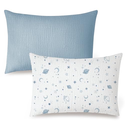 Konssy 2 Pack Muslin Toddler Pillowcases - Soft Cotton 13x18"
