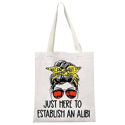 GJTIM True Crime Makeup Bag - Beige Tote for Crime Show Fans