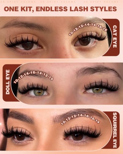 Geeneiya Manga Lash Clusters with Spikes, D Curl, 10-16mm, Voluminous Eyelash Extensions