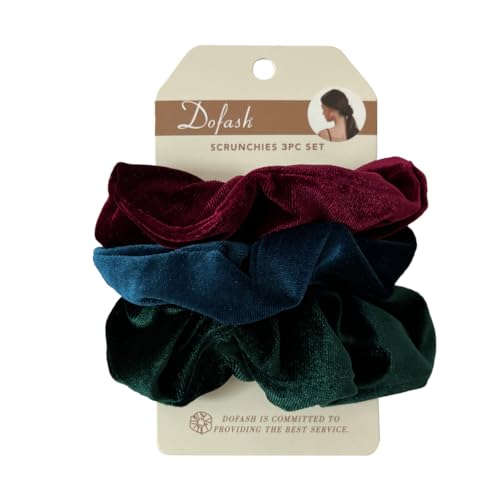 Dofash Velvet Hair Scrunchies - Soft No-Damage Hair Ties, 3 Pack