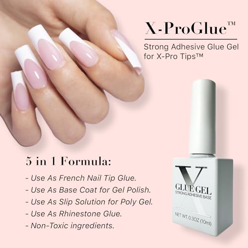 SXC Cosmetics X-Pro Tips Top Coat & Glue Gel Set for French Nails