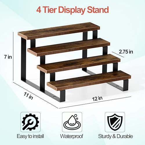 4-Tier Wooden Cologne Organizer Stand for Men - Desktop Fragrance Display