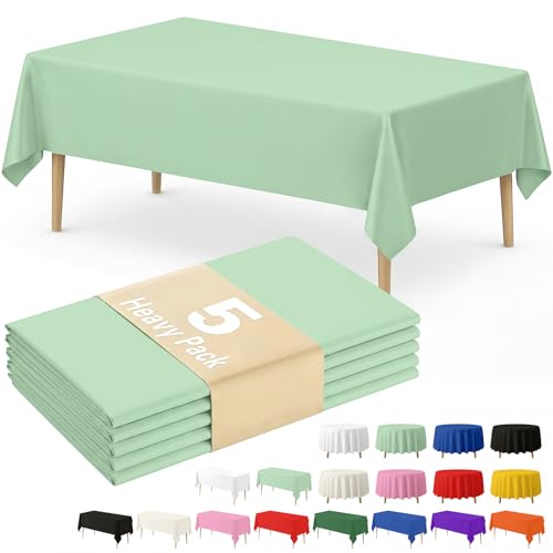 Sage Green Disposable Plastic Tablecloth - 54 x 108 Inch | Leakproof & Waterproof for Parties & Picnics