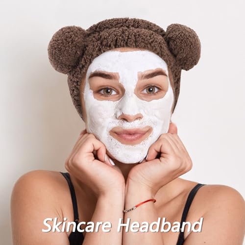 Dark Brown Spa Headband & Makeup Face Wash Headbands with Accessories - 5 Pcs