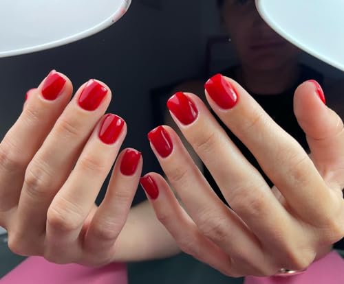 Bellelfin Short Red Square Press-On Nails Kit 120Pcs with Glue & Tools