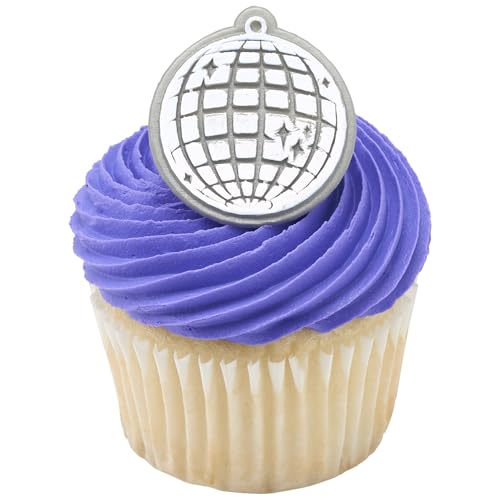 DecoPac Disco Ball Cupcake Toppers - 24 Glamorous Rings for Parties
