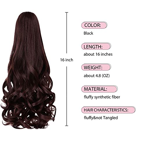 16" Chestnut Red Ponytail Extensions - Synthetic Wavy Claw Clip