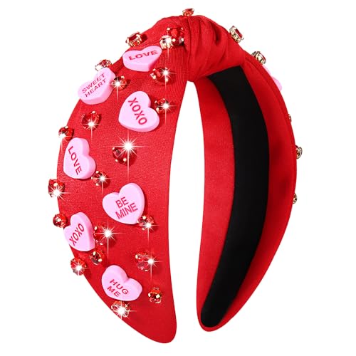 YAHPERN Valentine’s Day Red Pink Heart Knotted Headband — Letter Heart Variant