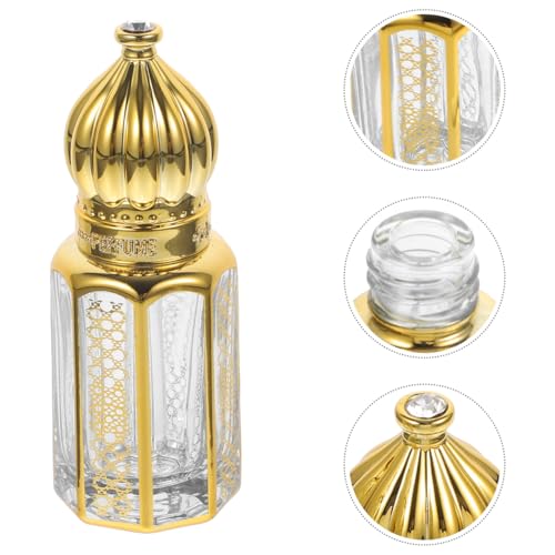 LALAFINA 0.1oz Gold Essential Oil Dropper Bottles 3-Pack Refillable Glass for Perfume & Aromatherapy Travel