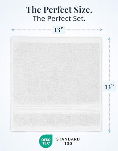 LANE LINEN 6-Piece 100% Cotton Washcloth Set - Soft & Absorbent 13x13