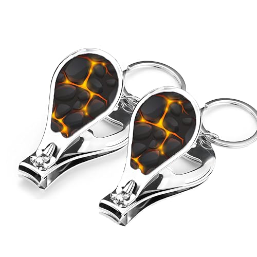 Muemigai Black Marble Keychain Nail Clipper Set with File - 2 Pack, Bag & Purse Charm