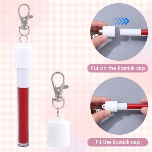 CRASPIRE Lip Balm Keychain with Silicone Cap - Portable Lip Gloss Holder for Women