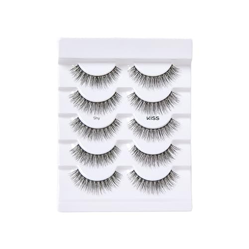 Kiss Looks So Natural, False Eyelashes, 'Shy', 12mm, Includes 5 Pairs Of Lashes, Easy to Apply, Reusable Lash Clusters
