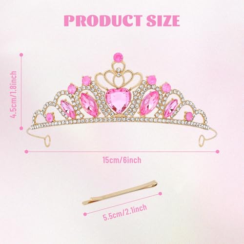 6PCS Gold Metal Glitter Rhinestone Tiara Headbands for Women Bridesmaids Prom Weddings