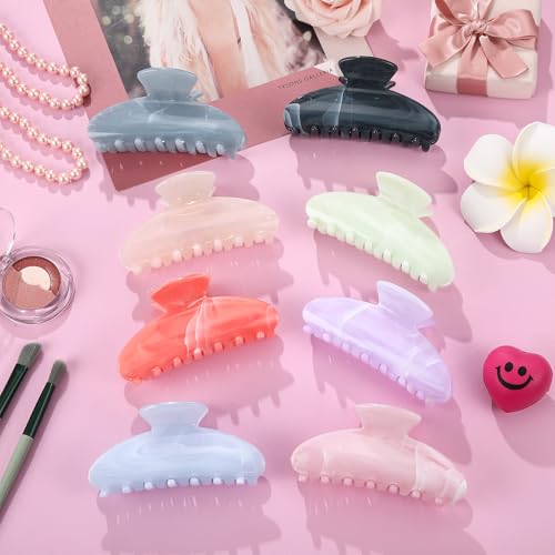 8 Pcs Large Gentle Color Hair Claw Clips - 4.13 Inch French Style