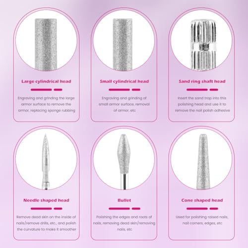 CALIDAKA 12Pcs Nail Drill Bit Set for Acrylic & Gel Nails – 2 Sets with 6 Bits + 6 Sanding Bands #80 #120 #180