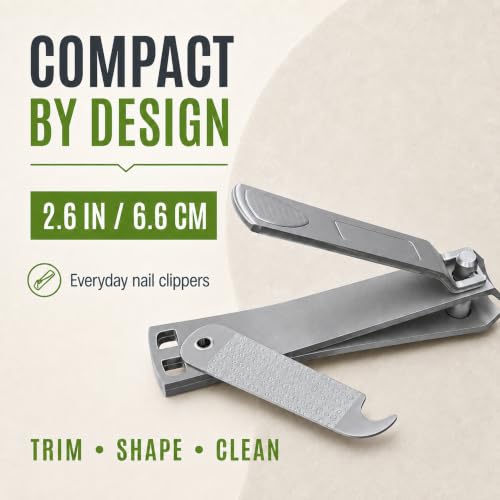 CLYPPI Precision Fingernail Clippers with File & Cleaner - Ergonomic 3.5" Stainless Steel