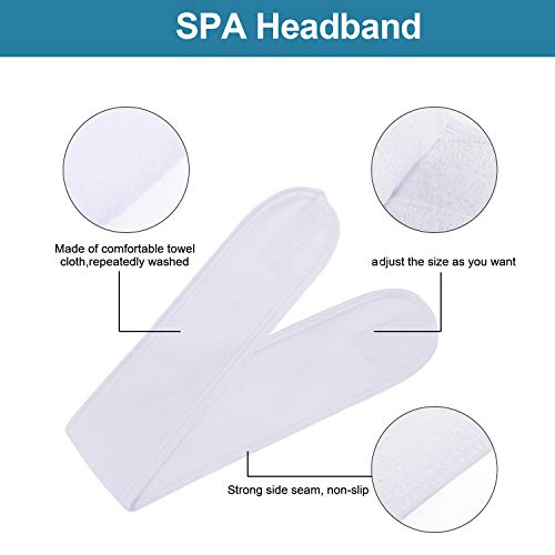 Whaline White Spa Headbands 4-Pack - Soft, Adjustable Hair Wraps for Facial & Beauty Use