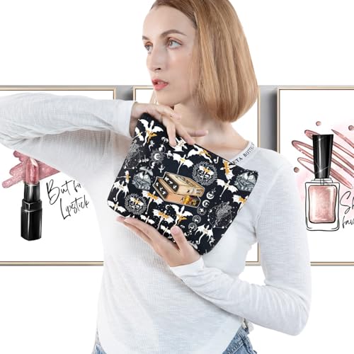 LEVLO Wing Dragon Makeup Bag - Bookish Canvas Zipper Pouch Gift