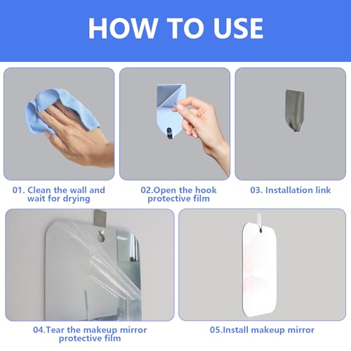 Canhard Shatterproof Fogless Shower Mirror - 8x6 Inch Handheld Wall Mirror