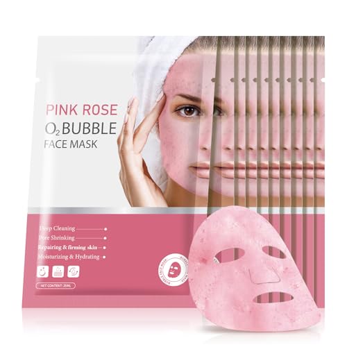 GUOYAOLIFU Rose Bubble Face Mask Sheet Hydrating Deep Cleansing Skin Care for Women