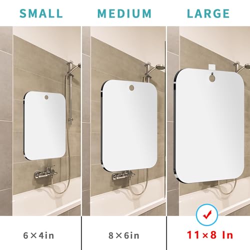 Fogless Shower Mirror for Shaving - 8x6 Inch, Shatterproof & Wall-Mounted