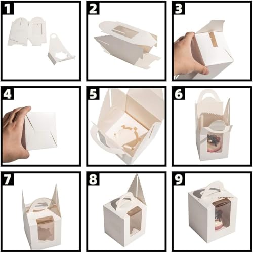 25 Pack White Cupcake Boxes with Window & Handle - Perfect for Weddings